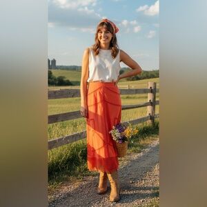 NWT Vineyard Vines orange midi skirt